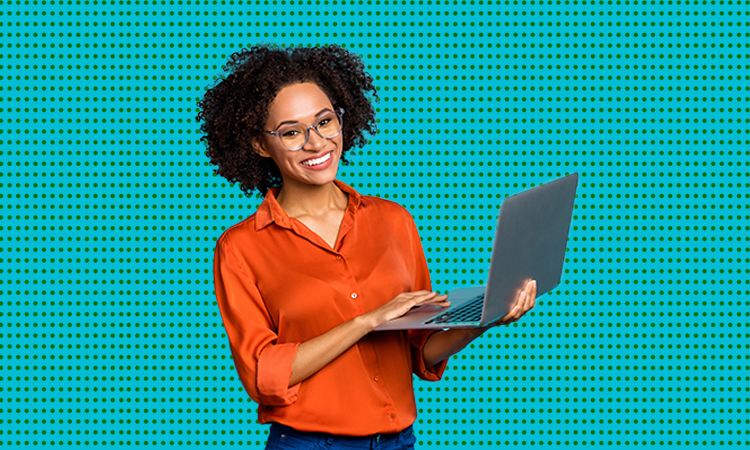 Woman holding a laptop - elearning best pracitce