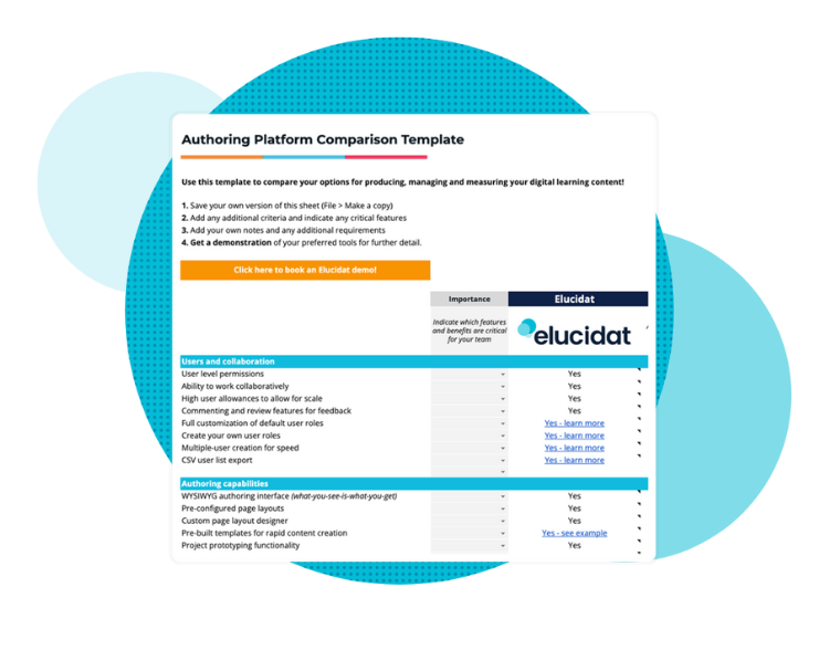 Authoring tool comparison template