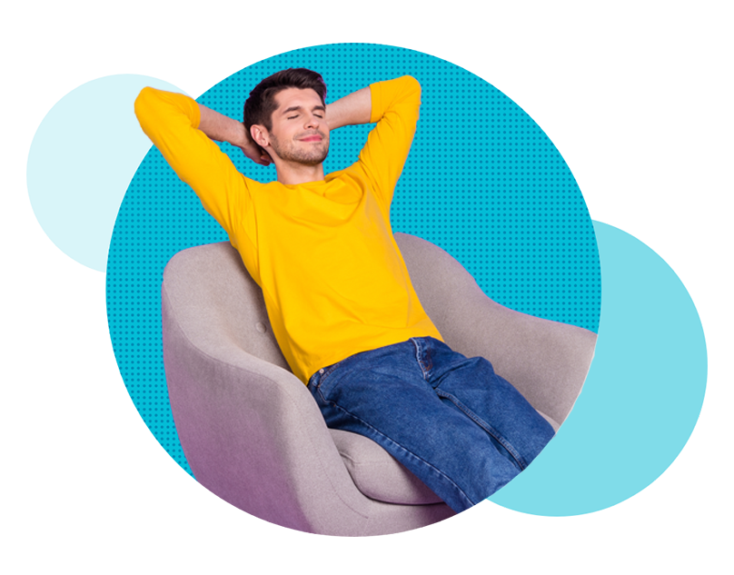 Man relaxing in chair setting SMEs up for success