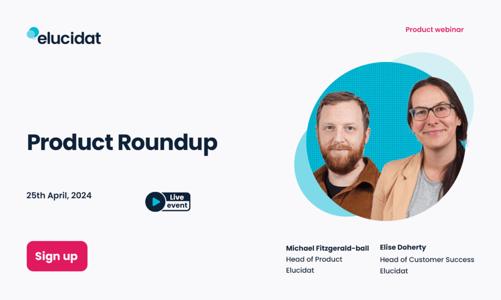 Product roundup promotional image showing the presenters (Elise and Michael) and the date and time of the event (Thursday, 25th of April, at 3pm BST).