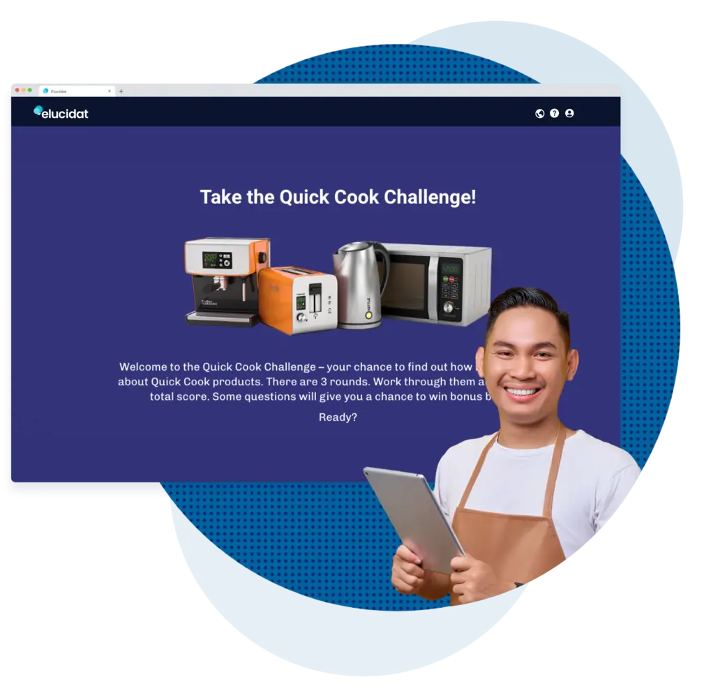 Man taking engaging elearning created in Elucidat