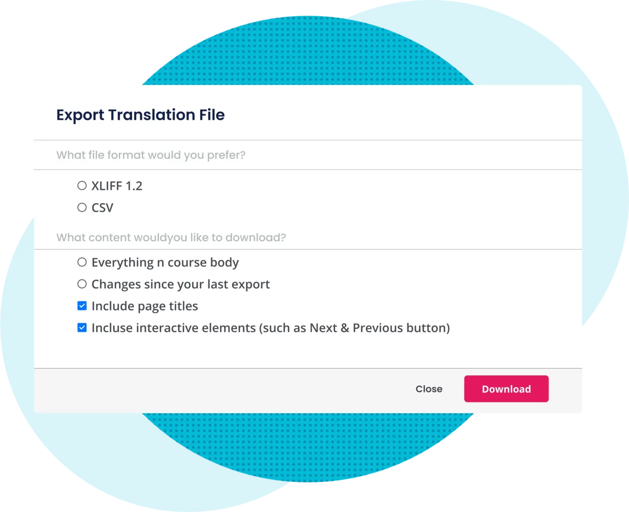 Translations Download specific element of your translated course