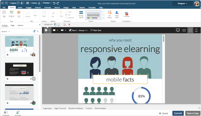 iSpring elearning authoring tool author view