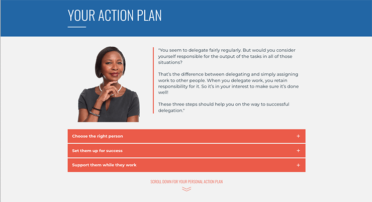 Elearning action plan example built in Elucidat