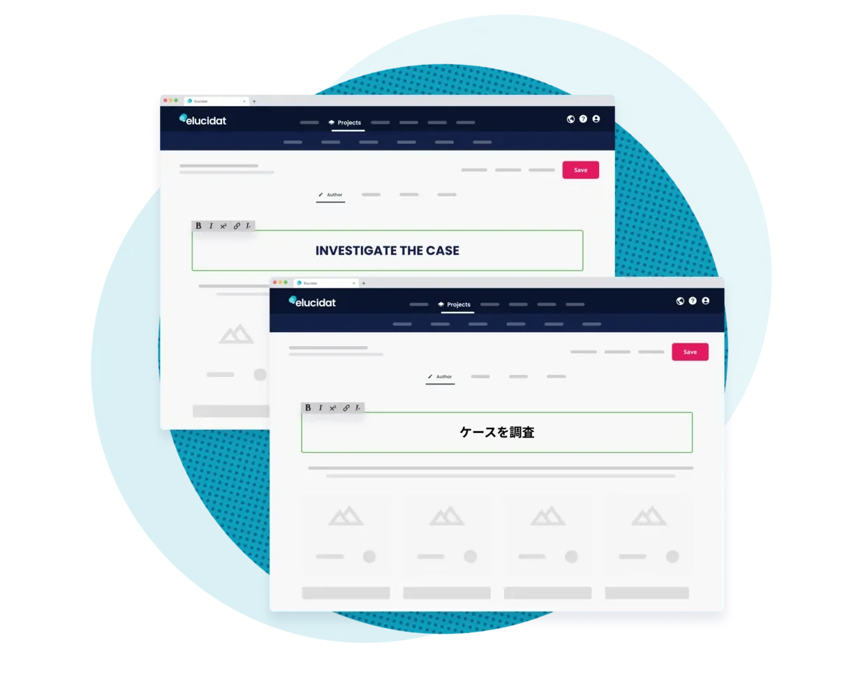 Two translated elearning courses using Elucidat's simplified translations