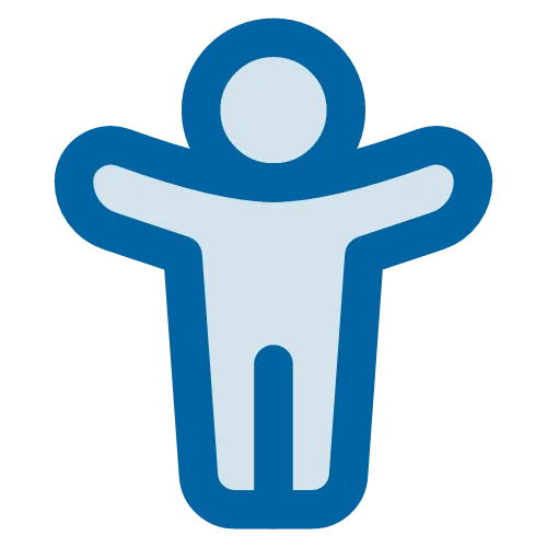 Man raised arms