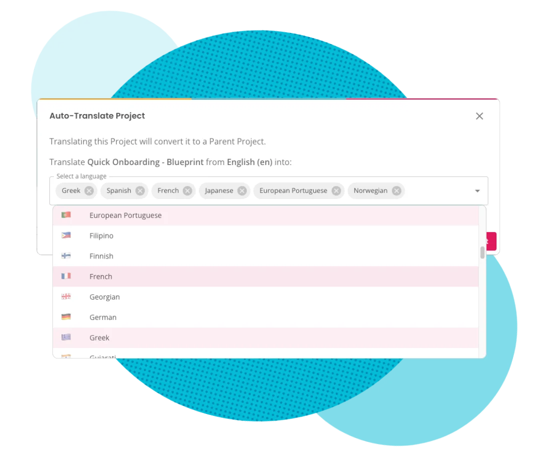 Multi selection of language translation
