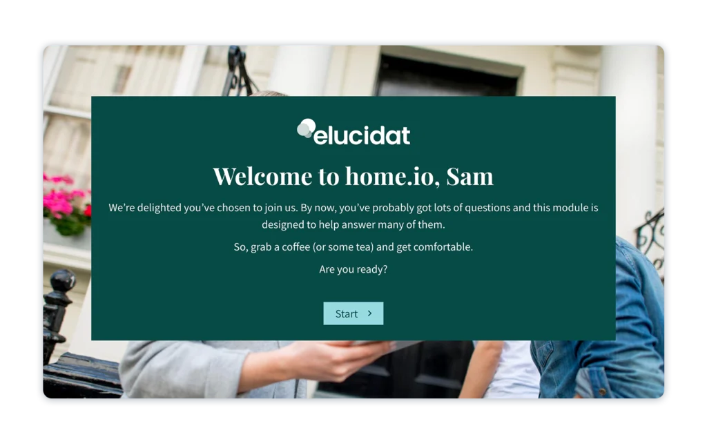 An Onboarding elearning example create in Elucidat