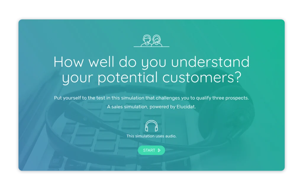 A Sales training elearning example created with Elucidat