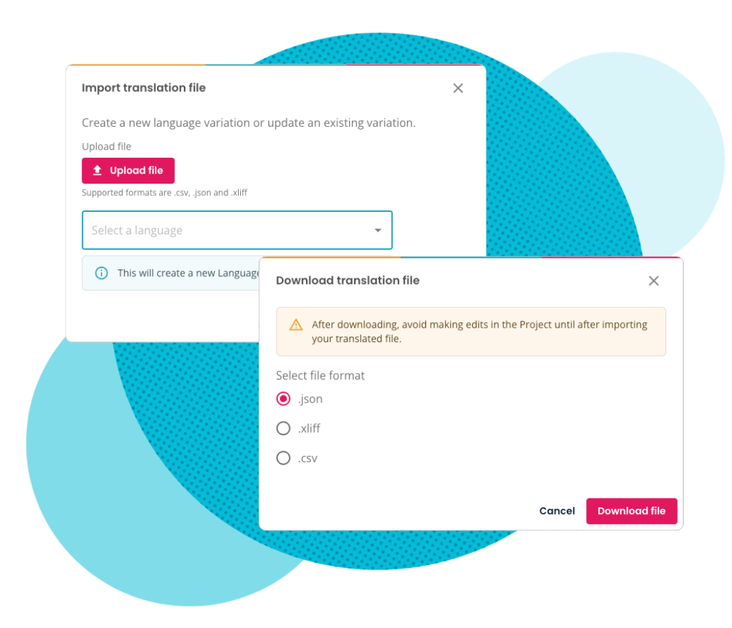 User interface with the ability to upload and download in JSON