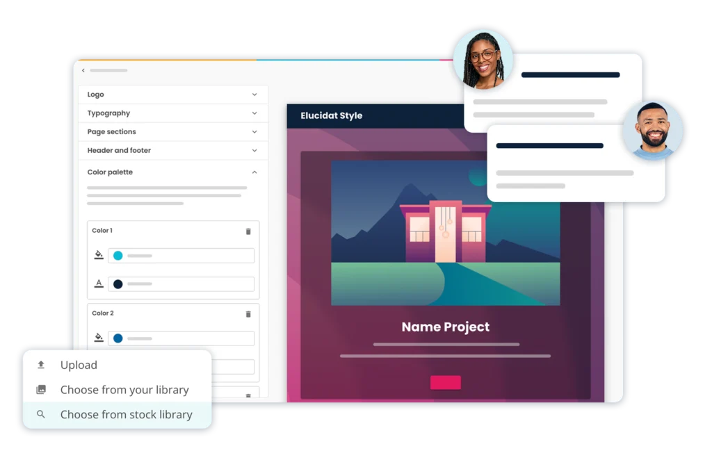 Create Platform Page Course editor with design customization options and collaboration comments from reviewers.